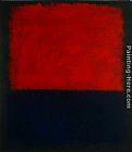 Yellow Red Blue Paintings - Red over Dark Blue on Dark Gray by Mark Rothko